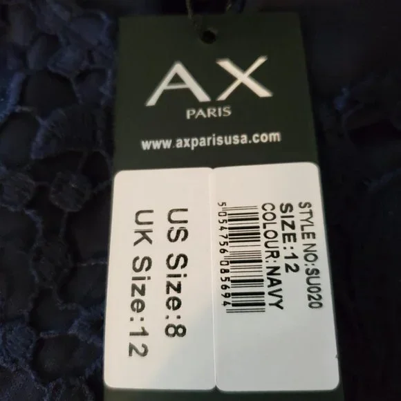 AX Paris Women's short sleeve crochet 2 piece navy dress - Picture 10 of 10